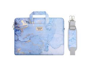 Laptop Shoulder Bag Compatible with 13133 inch MacBook Pro MacBook Air Notebook Computer Watercolor Marble Briefcase Sleeve with Trolley Belt Blue