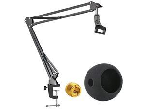 Blue Snowball Mic Boom Arm with Foam Windscreen Suspension Boom Scissor Arm Stand with Pop Filter Cover for Blue Snowball iCE Microphone by Blue Snowball Mic Boom Arm with Foam Windscreen Suspension Boom Scissor Arm Stand with Pop Filter Cover for Blue Snowball iCE Microphone by
