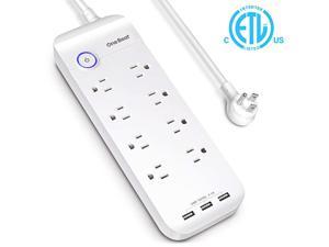 Widely Outlets Surge Protector Power Strip 3 USB Ports 175W15A100 Joules 6ft Extension Cord with Flat Plug Wall Mountable Surge Overload Protection for TV Home Office ETL Listed