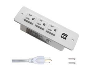 Recessed Power Strip with USB Mountable Power Outlet Built in Desktop Workbench Drawer Cabinet 10'ft Heavy Duty Power Cord White Recessed Power Strip with USB Mountable Power Outlet Built in Desktop Workbench Drawer Cabinet 10'ft Heavy Duty Power Cord White
