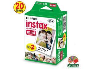 Instax Mini Instant Film 1 Pack 20 Sheets + 60 Assorted Colorful Mini Photo Stickers for Instax Mini 9 Mini 8 Cameras Instax Mini Instant Film 1 Pack 20 Sheets + 60 Assorted Colorful Mini Photo Stickers for Instax Mini 9 Mini 8 Cameras