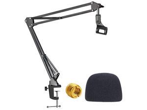 Universal Microphone Boom Arm Stand, Suspension Boom Scissor Arm Stand Mic Clip Compatible with Audio Technica AT2020, AT2035 Microphone