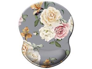 Ergonomic Mouse Pad with Gel Wrist Rest Support Art Design Blooming Rose Wrist Rest Mouse Mat Pain Relief Floral Mousepad for Office Home Computer Laptop Women NonSlip PU Base Gray Flower Ergonomic Mouse Pad with Gel Wrist Rest Support Art Design Blooming Rose Wrist Rest Mouse Mat Pain Relief Floral Mousepad for Office Home Computer Laptop Women NonSlip PU Base Gray Flower