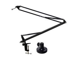 DKR-1 Microphone Arm Stand Mount Adjustable Mic Boom Stand Swivel Mount Suspension Scissor & Clip - Desk Attachment and Clamp, Supports Blue Yeti Snowball,Black