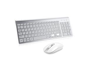 Wireless Keyboard Mouse Combo  Compact Full Size Wireless Keyboard and Mouse Set 24G UltraThin Sleek Design for Windows Computer Desktop PC Notebook Laptop Silver