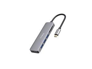 C Hub Adapter for MacBook Pro 2019/2018/2017, 6 in 1 Dongle -C to SD+MicroSD Card Reader and 3-Ports 3.0 with -C Power Pass-Through Port