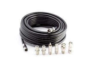 Coaxial Cable Kit with Universal Ends RG6 Coax Cable and six 6 Piece Adapter Kit Includes Male Female RCA BNC F81 and Barrel Connectors Black 35 Feet Coaxial Cable Kit with Universal Ends RG6 Coax Cable and six 6 Piece Adapter Kit Includes Male Female RCA BNC F81 and Barrel Connectors Black 35 Feet