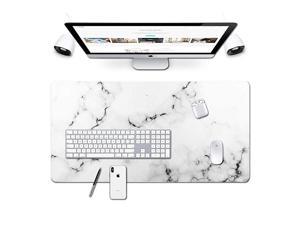 Size Mouse Pad Office Mousepad Large Decorative Mouse Pads XLarge Gaming Mouse Mat Rubber Base Stiched Edges XXL XXXL Gamepad for PC Laptop Computer Simple Design Marble HD Print 02White