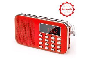 Small Portable Pocket Radio AM FM Digital Radio with LED Flashlight Micro SDTF CardUSB MP3 Music Player Auto Scan Save 1200mAh Rechargeable Battery Operated by Latest Version