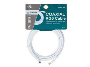 Antop 15ft RG6 Coaxial Cable, Digital TV Antenna Cable Extension, Suitable for Antenna, Cable Modems, Satellite TV Receivers Antop 15ft RG6 Coaxial Cable, Digital TV Antenna Cable Extension, Suitable for Antenna, Cable Modems, Satellite TV Receivers