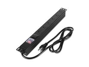 KUEEN 19" 1U Rack Mount Power Distribution Unit PDU,Rack Power Strips,6 outlets,6ft Cord,1U/15A/125V,Aluminum Alloy with switches KUEEN 19" 1U Rack Mount Power Distribution Unit PDU,Rack Power Strips,6 outlets,6ft Cord,1U/15A/125V,Aluminum Alloy with switches