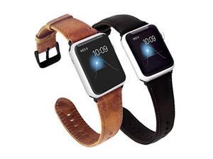 for Apple Watch Band 42mm Leather Strap for Apple Watch Band 44mm Series 4 Series 5 iWatch Bands 42mm Brown and Coffee with Black Hardware