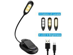 Upgraded Rechargeable 5 LED Mini Book Light Clip on Reading Light 3 Colors x 3 Levels Brightness EyeCare Reading Lamp 44 oz Lightweight up to 60 Hours Reading 9 Levels Upgraded Rechargeable 5 LED Mini Book Light Clip on Reading Light 3 Colors x 3 Levels Brightness EyeCare Reading Lamp 44 oz Lightweight up to 60 Hours Reading 9 Levels