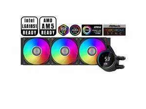 PCCOOLER CPS DA360 Pro ARGB Digital AIO CPU Liquid Cooler, 360mm Radiator, 300W TDP, 270° Rotatable Digital Display, Infinity Halo ARGB Effect, for Intel LGA 1851/1700/1200/115X & AMD AM5/AM4, Black