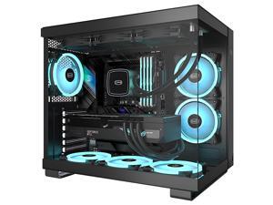 PCCOOLER CPS C3 T500 ARGB PC Case, Dual-Chamber Mid-Tower ATX Case, Desktop Computer Case w/ 6 ARGB Fans Pre-installed w/ Fan Hub, Column-Free Design, Tempered Glass, USB 3.1 Gen 2 Type-C, Black