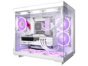 PCCOOLER CPS C3 T500 ARGB PC Case, Dual-Chamber Mid-Tower ATX Case, Desktop Computer Case w/ 6 ARGB Fans Pre-installed w/ Fan Hub, Column-Free Design, Tempered Glass, USB 3.1 Gen 2 Type-C, White