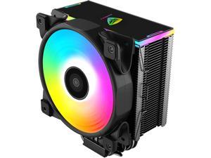 Pccooler GI-D56A CPU Cooler Halo fan | VotexPro Silent PWM Fan 120mm | Definable ARGB LED Top Guard Sync with CPU Fan | 5 Direct Contact Heat Pipes for Computer Case, Motherboard, Intel, AMD