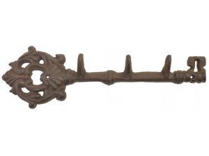 Skeleton Key Wall Hook Rack 3 Hooks 12" Ornate Decor