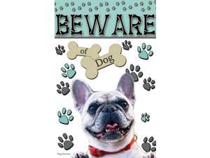 Beware Of Dog Funny French Bulldog Pet Garden Flag Emotes