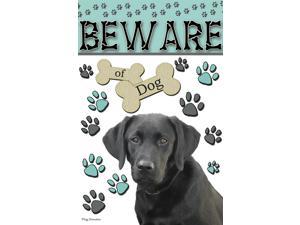 Beware Of Dog Funny Black Lab Pet Garden Flag Emotes