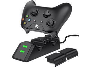 Xbox One Controller Dual Charger Dual Xbox One  One S  One X  Xbox Elite Controller Charger Charging Station Dock with 2 x 600 mAh Rechargeable Battery Packs