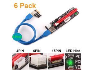 6 Pack Latest PCI-E Riser Express Cable 16X TO 1X (6pin / MOLEX/SATA) With Led Graphics Extension Ethereum ETH Mining Powered Riser Adapter Card+60cm USB 3.0 Cable 6 Pack Latest PCI-E Riser Express Cable 16X TO 1X (6pin / MOLEX/SATA) With Led Graphics Extension Ethereum ETH Mining Powered Riser Adapter Card+60cm USB 3.0 Cable