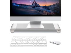 Aluminum Universal Laptop Stand Computer Monitor Stand Desk Organizer with 4 USB Charging Ports for Apple MacBook Pro iMac Pro Google Chromebook Microsoft Surface Dell Asus HP Acer Home Office