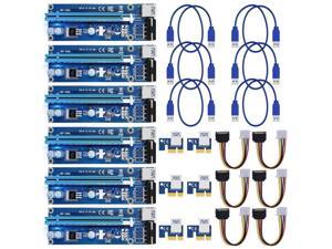 6 Packs 4 Pin PCIe Riser Mining Card PCI-E 16x to 1x Powered Riser Adapter Card with 60cm USB 3.0 Extension Cable & MOLEX to SATA Power Cable GPU Riser Extender Cable- Ethereum Mining ETH 6 Packs 4 Pin PCIe Riser Mining Card PCI-E 16x to 1x Powered Riser Adapter Card with 60cm USB 3.0 Extension Cable & MOLEX to SATA Power Cable GPU Riser Extender Cable- Ethereum Mining ETH