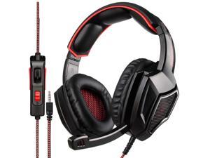 Stereo Gaming Headset PS4 Xbox One S SADES SA920PLUS Noise Cancelling Over Ear Headphones with Mic Bass Soft Memory Earmuffs for PC Laptop Mac Nintendo Switch Games Mobile