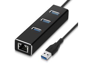 3-Port USB 3.0 Hub, Aluminum USB Portable Data Hub with RJ45 10/100/1000 Gigabit Ethernet LAN Converter Network Adapter for Mac/Windows/OS/Linux and Other Devices 3-Port USB 3.0 Hub, Aluminum USB Portable Data Hub with RJ45 10/100/1000 Gigabit Ethernet LAN Converter Network Adapter for Mac/Windows/OS/Linux and Other Devices