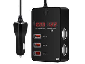 Cigarette Lighter Splitter Car Charger Werleo 120W 12V 24V Car Cigarette Lighter to 3 USB Charger Adapter + 2 Cigarette Lighter Socket Current Voltage Monitoring Voltmeter Display & ON Off Switch Cigarette Lighter Splitter Car Charger Werleo 120W 12V 24V Car Cigarette Lighter to 3 USB Charger Adapter + 2 Cigarette Lighter Socket Current Voltage Monitoring Voltmeter Display & ON Off Switch