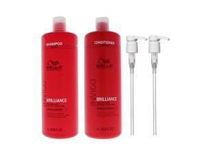 wella brilliance shampoo & conditioner fine to normal coloured hair, liter duo 33.8 oz