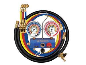 mastercool 59861 blue r410a, r22, r404a 3way manifold set with 31/8" gauges and 60" hoses mastercool 59861 blue r410a, r22, r404a 3way manifold set with 31/8" gauges and 60" hoses