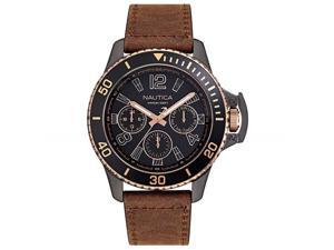 Men's Nautica Bayside Multi 45mm Leather Band Watch NAPBSF918 Men's Nautica Bayside Multi 45mm Leather Band Watch NAPBSF918