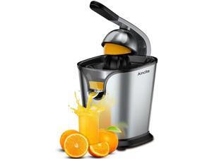 Electric Citrus Juicer Squeezer Stainless Steel 150 Watts of Power for Orange Lemon Lime Grapefruit Juice with Soft Rubber Grip, Stainless Steel Filter and Anti-drip Spout Lock - Black