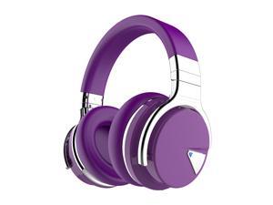 COWIN E7 Active Noise Cancelling Bluetooth Headphones with Microphone Deep Bass Wireless Headphones Over Ear, Comfortable Protein Earpads, 30H Playtime for Travel Work TV Computer Phone - Purple