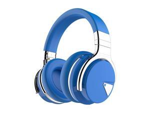 COWIN E7  Bluetooth Headphones with Microphone Deep Bass Wireless Headphones Over Ear, Comfortable Protein Earpads, 30H Playtime for Travel Work TV Computer Phone - Blue