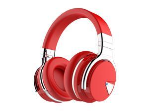 COWIN E7 Wireless Bluetooth Headphones with Mic Hi-Fi Deep Bass Wireless Headphones Over Ear, Comfortable Protein Earpads, 30 Hours Playtime for Travel Work TV Computer Phone - Red