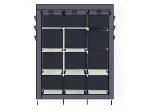 Heavy Duty Portable Closet Storage Organizer Wardrobe Clothes Rack Shelves Gray Heavy Duty Portable Closet Storage Organizer Wardrobe Clothes Rack Shelves Gray