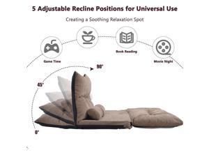 Floor Sofa Bed Adjustable Folding Sleep Sofa Bed Relax Lounge Sofa w/Two Pillows