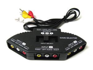 3-Way Audio Video AV RCA Black Switch Selector Box Splitter with/3 RCA Cable 3-Way Audio Video AV RCA Black Switch Selector Box Splitter with/3 RCA Cable