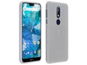 Silicone case, Glossy & matte back cover for Nokia 7.1 - Frosted white Silicone case, Glossy & matte back cover for Nokia 7.1 - Frosted white