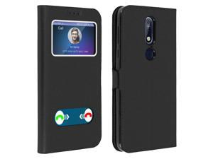 Double window flip standing case for Nokia 7.1, TPU shell - Black Double window flip standing case for Nokia 7.1, TPU shell - Black