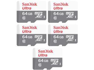 SanDisk Kit of Qty 5 x SanDisk Ultra 64GB microSDXC SDSQUNR-064G-GN3MN with Cases