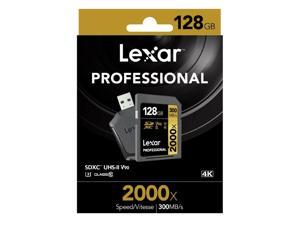 Lexar LSD128CRBANZ2000R CYU 128GB 17p SDXC 2000x r300MB/s w260MB/s Class 10 UHS-II U3 V90 4K Professional Secure Digital Extended Capacity Card w/ SD Reader Retail