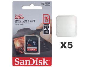 SanDisk 16GB Ultra SDHC Class 10 UHS-I 48MB/s SD Camera Card SDSDUNB-016G Retail (5 Pack) with Plastic Cases SanDisk 16GB Ultra SDHC Class 10 UHS-I 48MB/s SD Camera Card SDSDUNB-016G Retail (5 Pack) with Plastic Cases