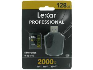 Lexar LSD128CB2000R CYU 128GB 17p SDXC 2000x r300MB/s w260MB/s Class 10 UHS-II U3 V90 4K Professional Secure Digital Extended Capacity Card w/ SD Reader Retail