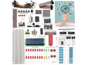 SunFounder Raspberry Pi 3 Model B+ Starter Kit Project Super Kit for RPi 3B+ 3B 2B B+ A+ Zero Including GPIO Breakout Board Breadboard LCD DC Motor LED RGB Dot Matrix 73 Page Manual User Guide