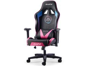 AutoFull Gaming Chair Desk Chair Office Chair Racing Office Ergonomic High-Back Computer Chair PU Leather Desk Chair with Headrest and Lumbar Support E-Sports Swivel Chair, Multicolor