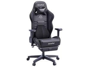 AutoFull Gaming Chair Office Chair Desk Chair with Ergonomic Lumbar Support, Racing Style PU Leather PC High Back Adjustable Swivel Task Chair with Footrest,Black.